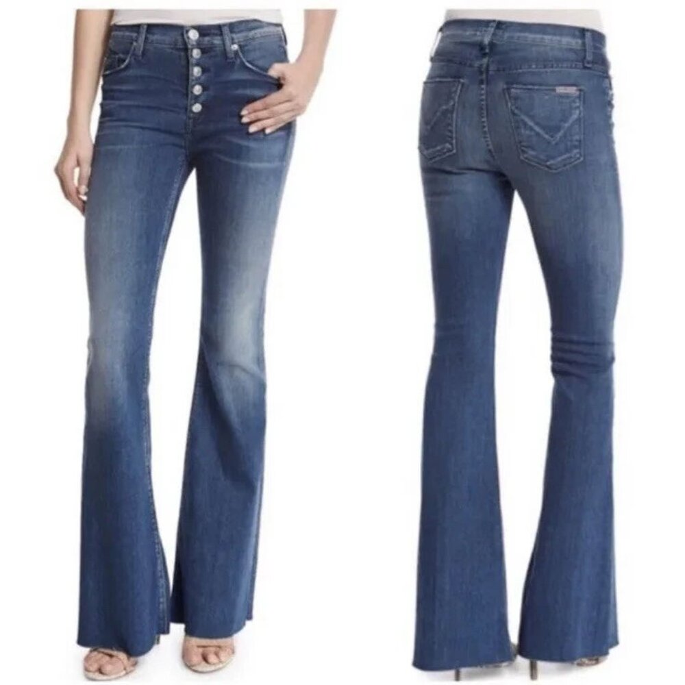 Hudson Jodi High Waist Flare Jean Size 30 Button Fly blue denim